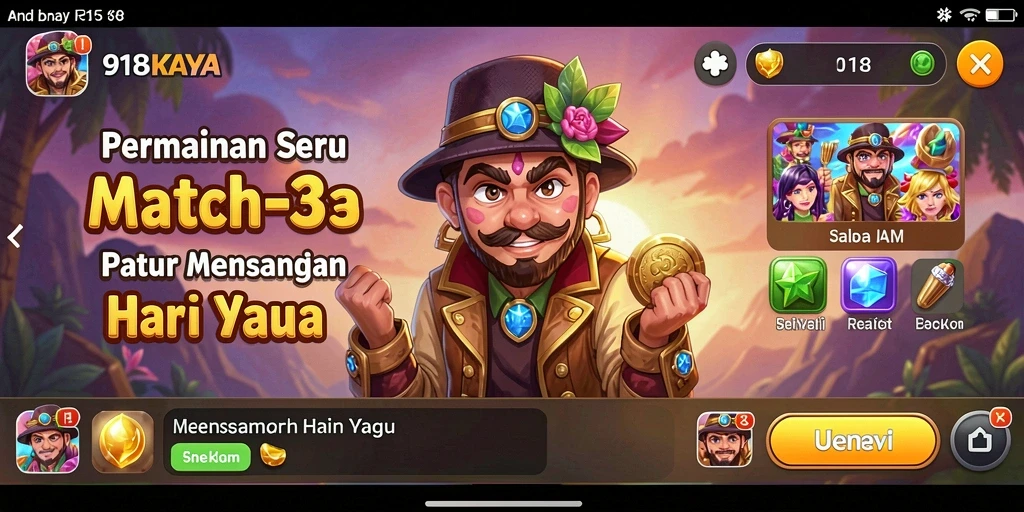 Tampilan gameplay seru dari 918KAYA dengan simbol berwarna-warni.