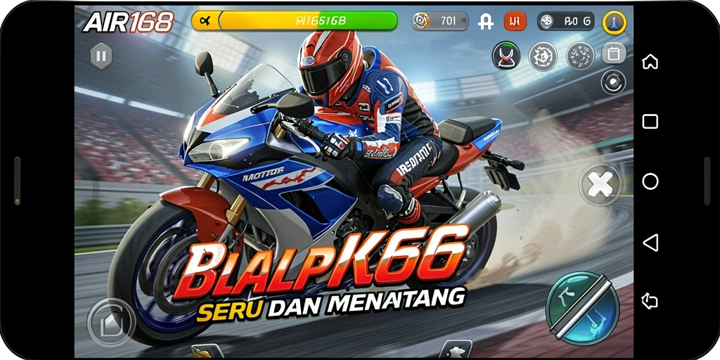 Tampilan aksi seru dalam AIR168 saat balapan motor.
