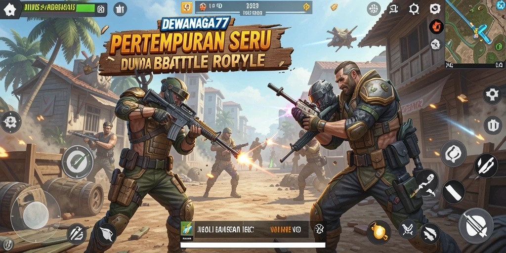 Tampilan seru gameplay DEWANAGA77 dalam pertempuran Battle Royale.