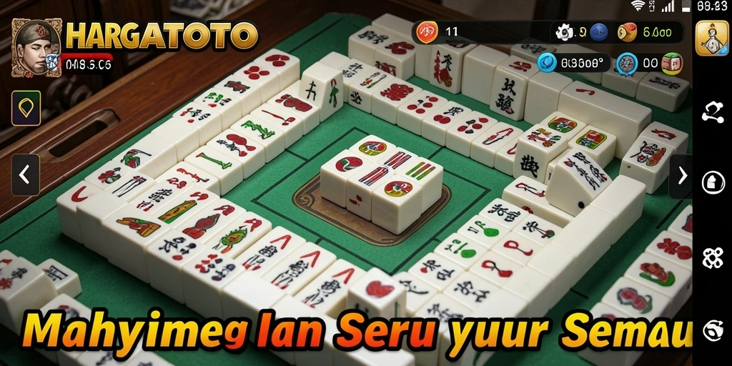 Screenshot gameplay HARGATOTO menampilkan momen mendebarkan saat mencocokkan ubin Mahjong.