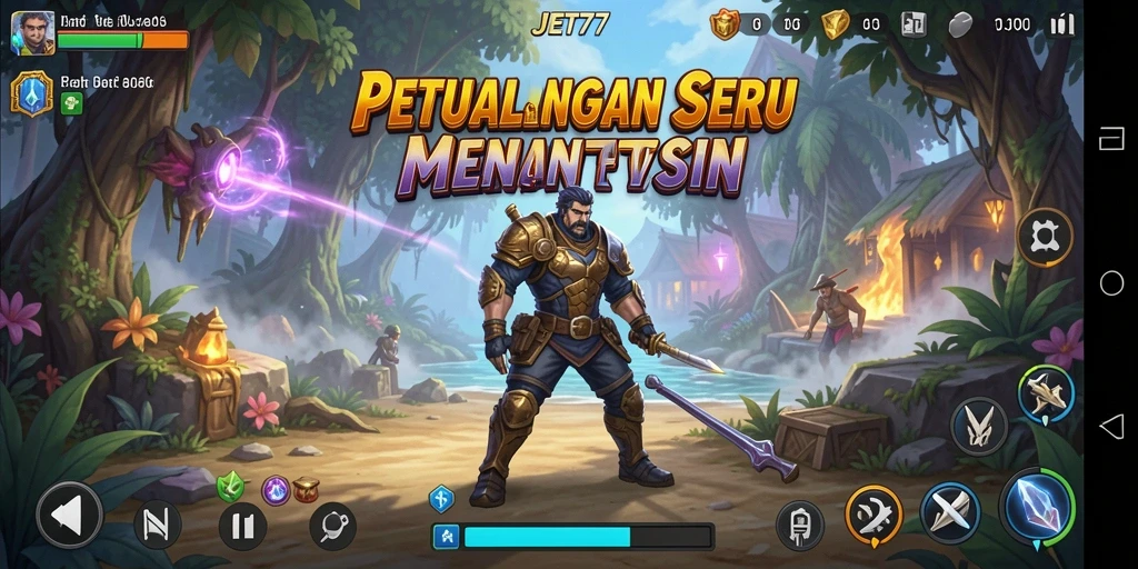 Tampilan gameplay JET77 yang menegangkan dan petualangan seru.