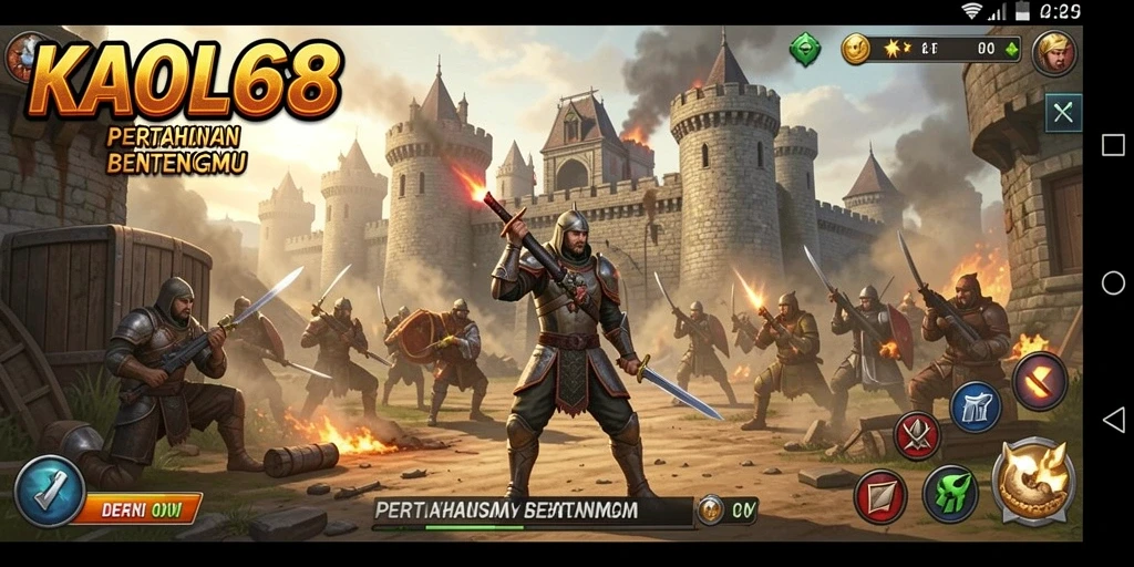 Tampilan gameplay seru KAOL68 dalam pertahanan menara.