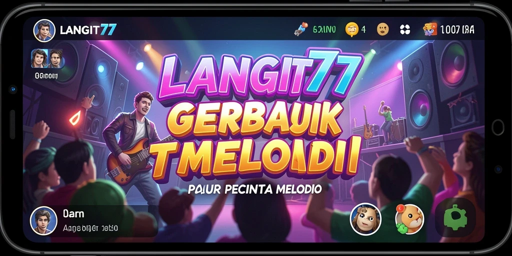 Tampilan gameplay LANGIT77 yang ceria dan interaktif.
