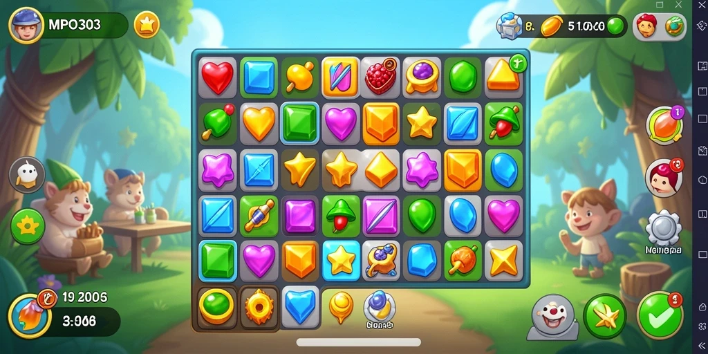 Tampilan menarik dari gameplay MPO303 dengan beragam objek berwarna-warni.