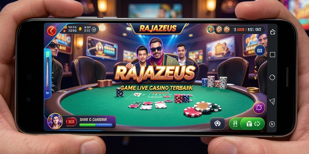Screenshot gameplay Live Casino RAJAZEUS dengan dealer profesional.