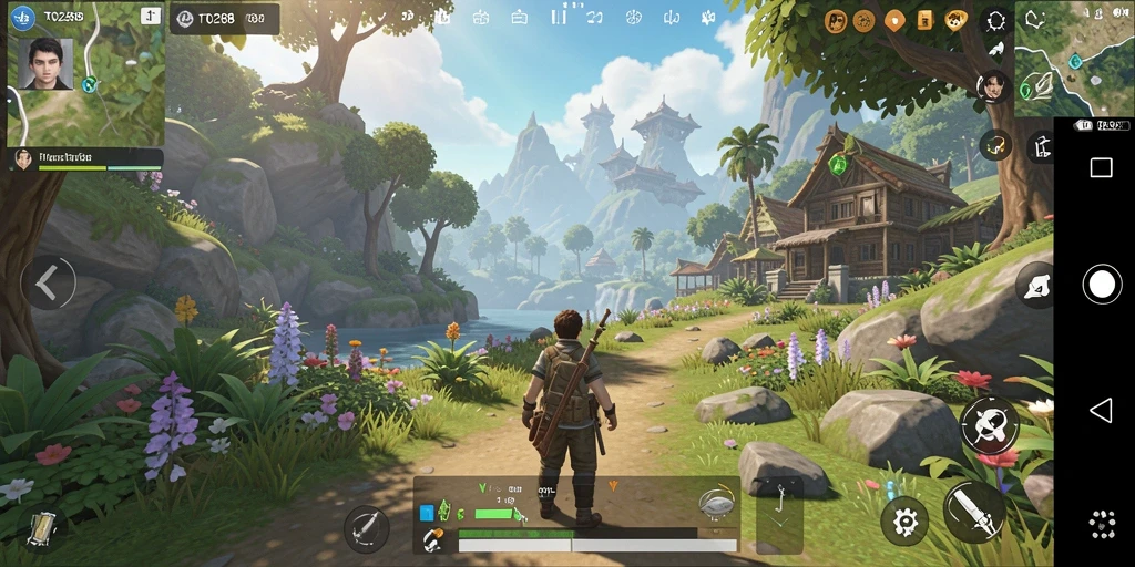 Screenshot gameplay TO288 menampilkan dunia terbuka yang luas dan indah.
