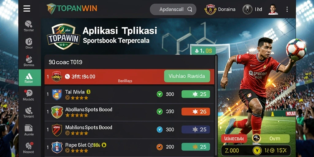 Tampilan antarmuka pengguna aplikasi TOPANWIN dalam taruhan olahraga.