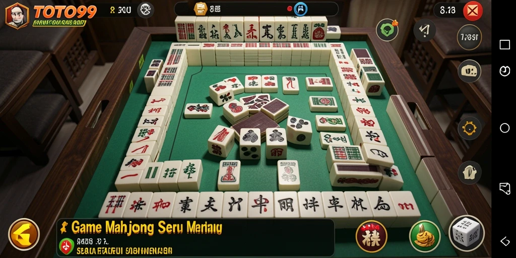 Screenshot gameplay TOTO99 menunjukkan keseruan permainan Mahjong.