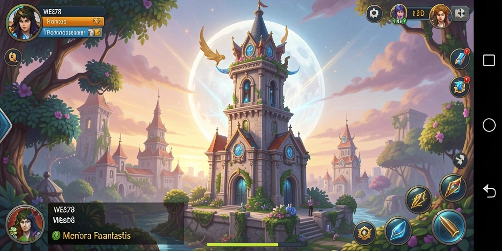 Screenshot gameplay WE878 menampilkan aksi menara bertahan yang seru.