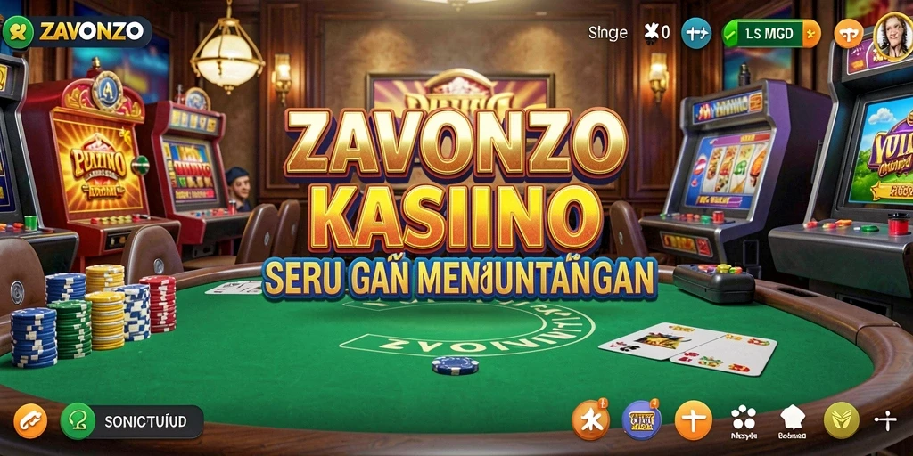 Screenshot permainan ZAVONZO dengan tampilan kasino yang menarik.